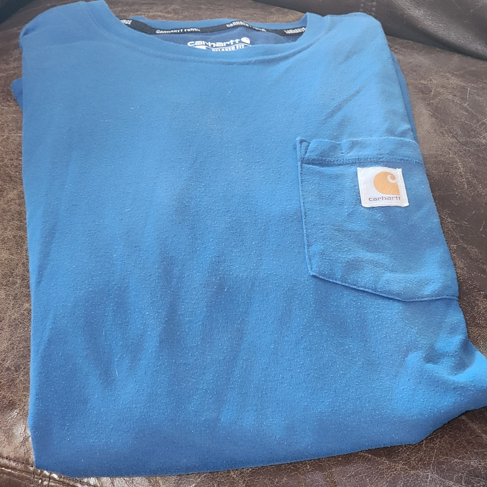 Carhartt Blue Tee with Iconic Logo Patch